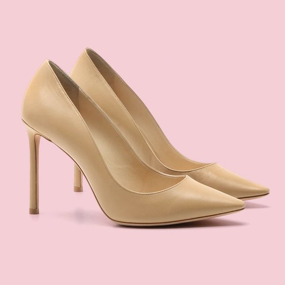 Jimmy Choo Anouk Beige Leather Stiletto Heels - Picture 2 of 12